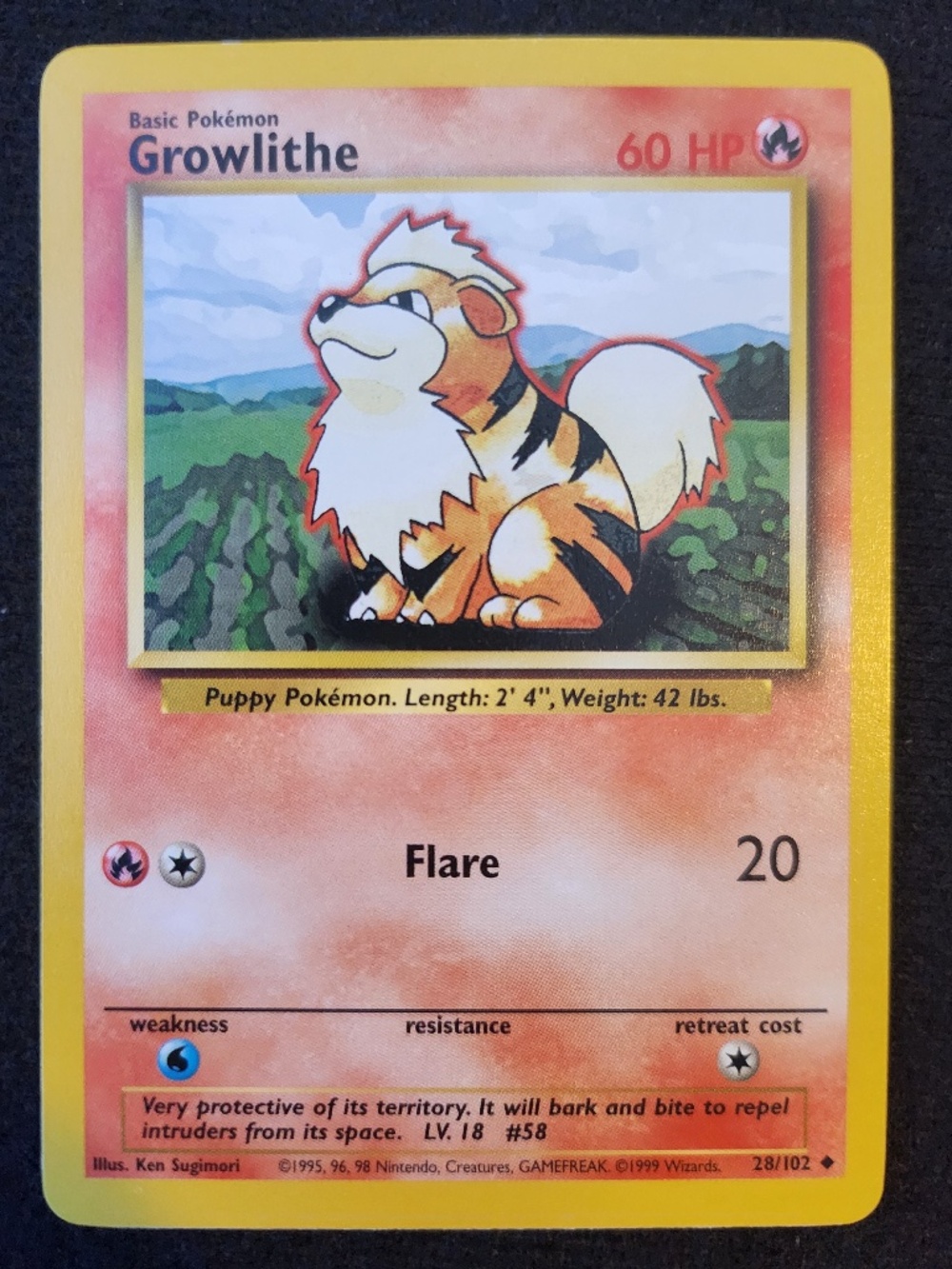 Growlithe (028/102) - Original Pokémon Trading Card Game - Base (1999)